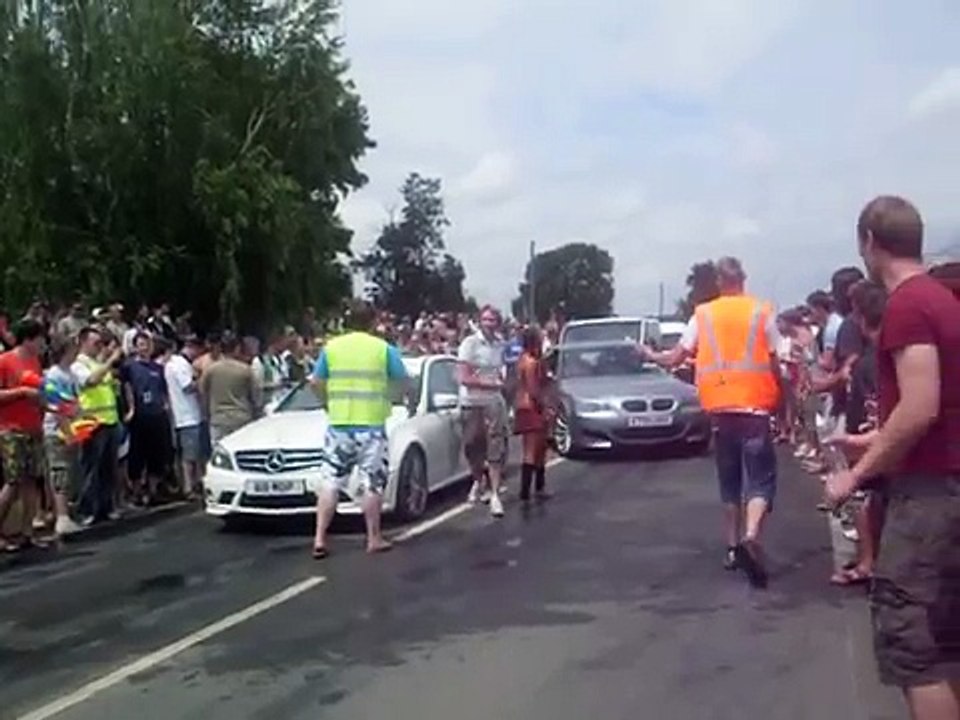 White Mercedes C63 AMG Burnout