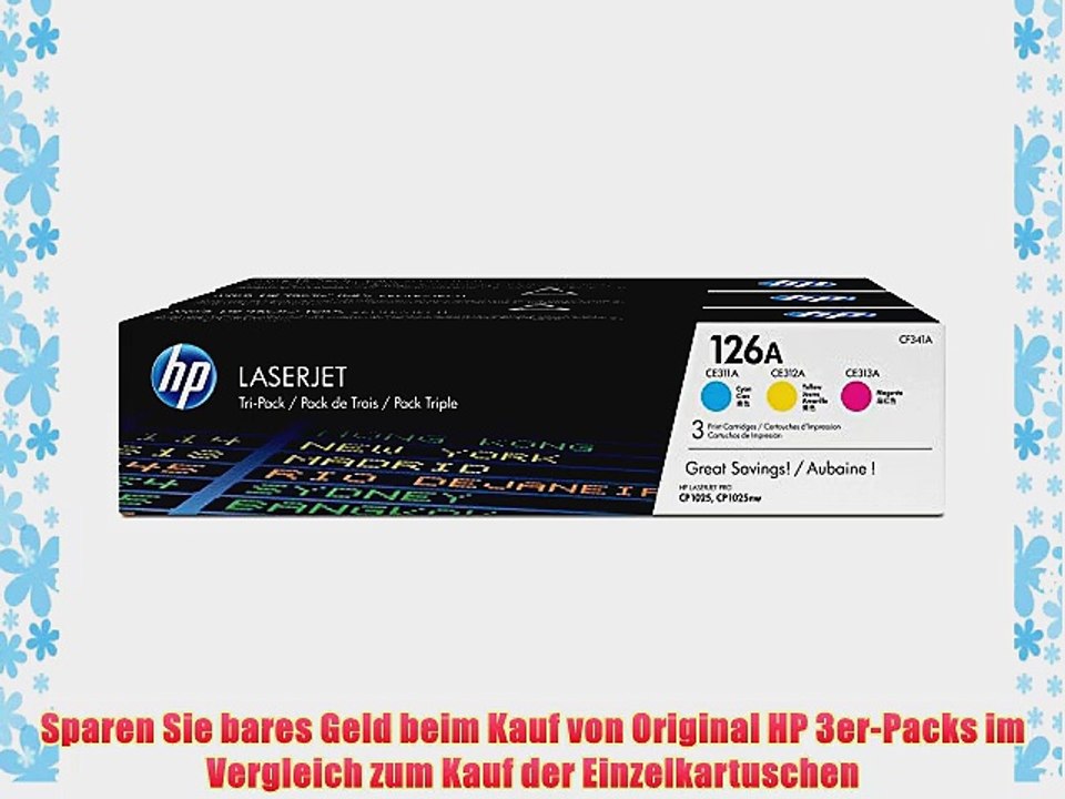 HP 126A Cyan/Magenta/Gelb 3er-Pack Original LaserJet Tonerkartuschen