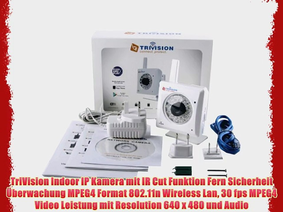 TriVision Indoor IP Kamera mit IR Cut Funktion Fern Sicherheit ?berwachung MPEG4 Format 802.11n