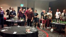 Scotland Rugby League celebrating Tonga winning - Scotland making the RLWC 2013 QF's.