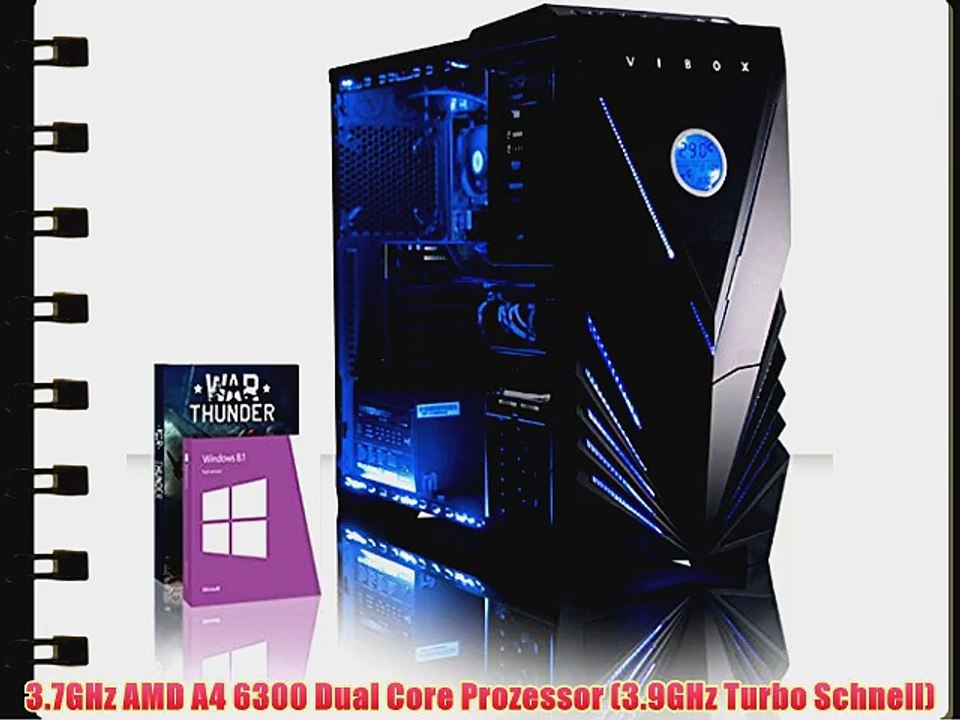 VIBOX Essentials 36 - 3.7GHz AMD Dual Core Windows 10 Desktop Gamer Gaming PC Computer mit