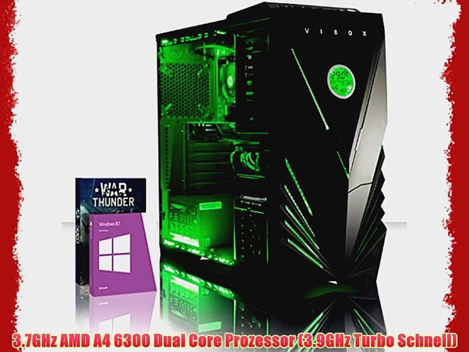 VIBOX Essentials 52 - 3.7GHz AMD Dual Core Windows 10 Desktop Gamer Gaming PC Computer mit