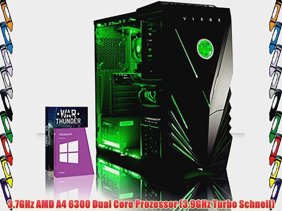 VIBOX Essentials 53 - 3.7GHz AMD Dual Core Windows 10 Desktop Gamer Gaming PC Computer mit
