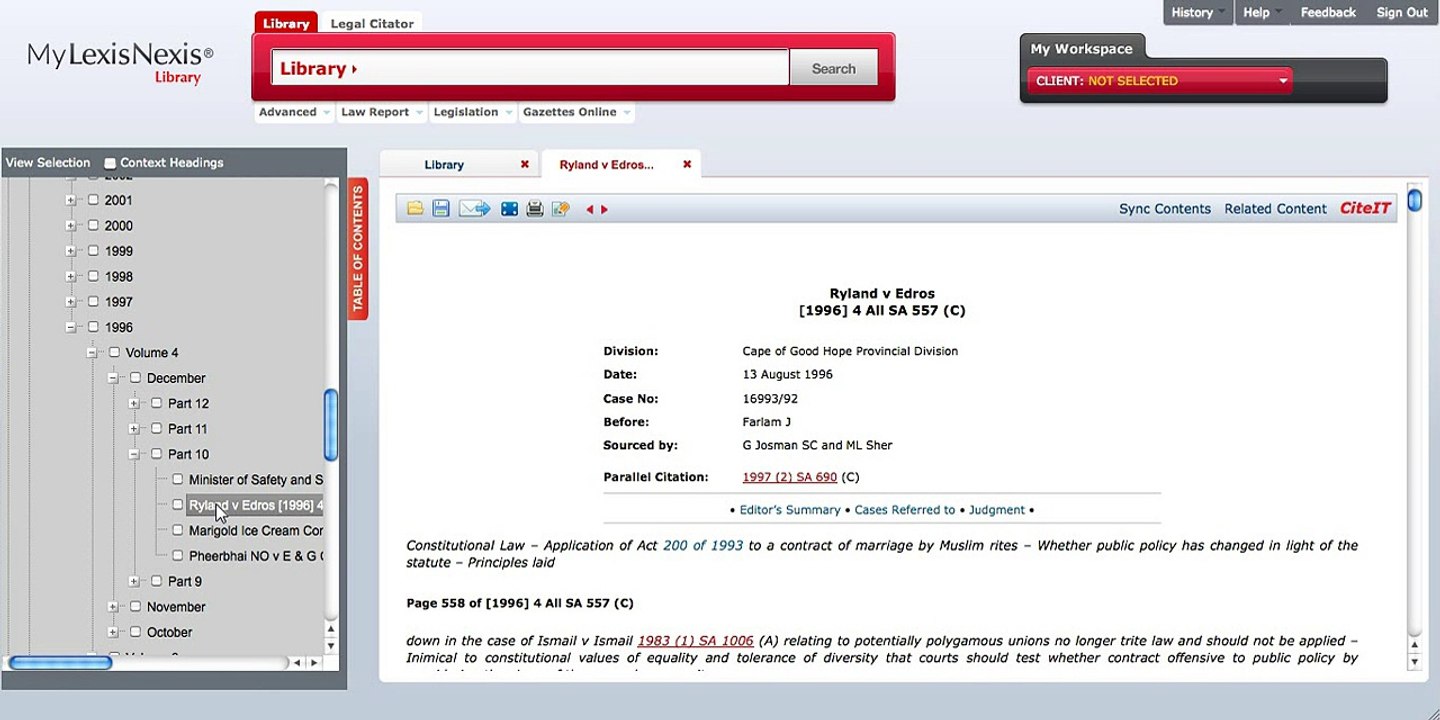 Video Module 4 - Case Law research on My LexisNexis