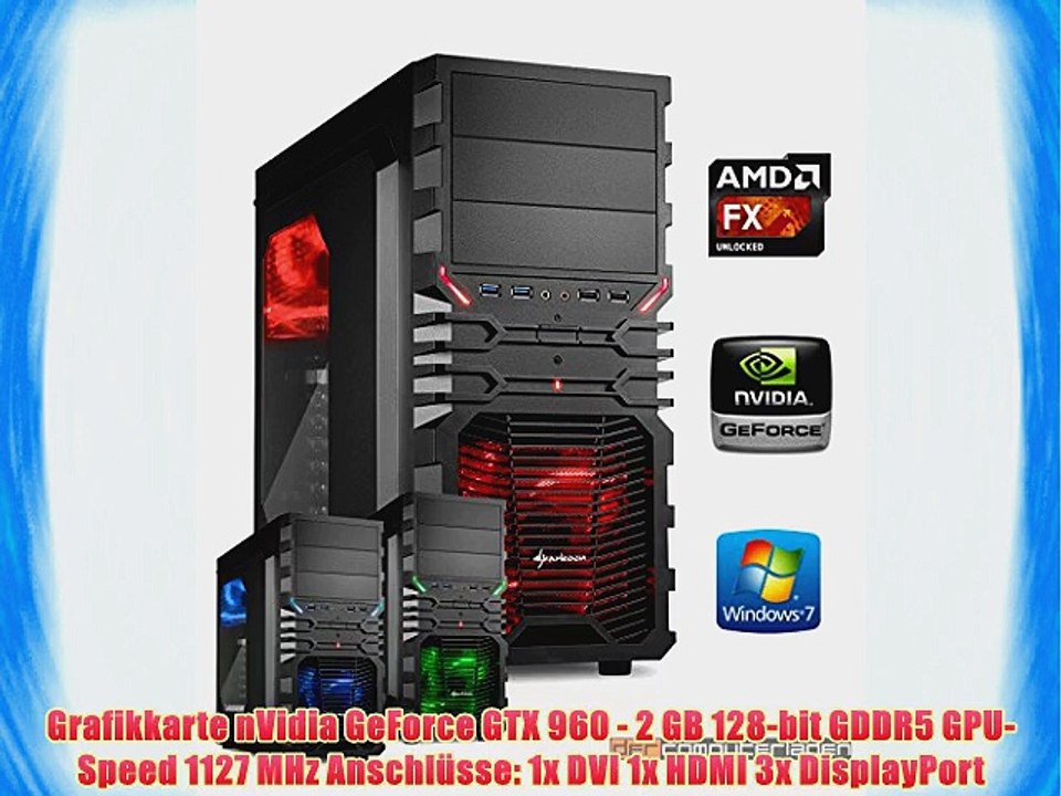 dercomputerladen Gamer PC System AMD FX-6350 6x39 GHz 16GB RAM 1000GB HDD nVidia GTX960 -2GB