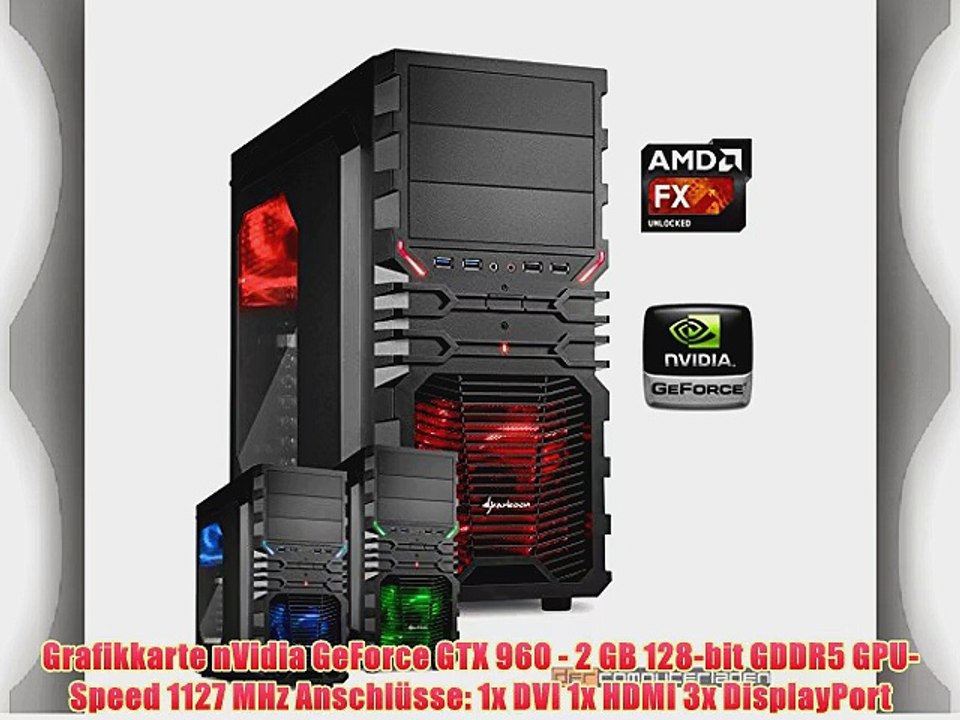 dercomputerladen Gamer PC System AMD FX-8350 8x40 GHz 16GB RAM 1000GB HDD nVidia GTX960 -2GB