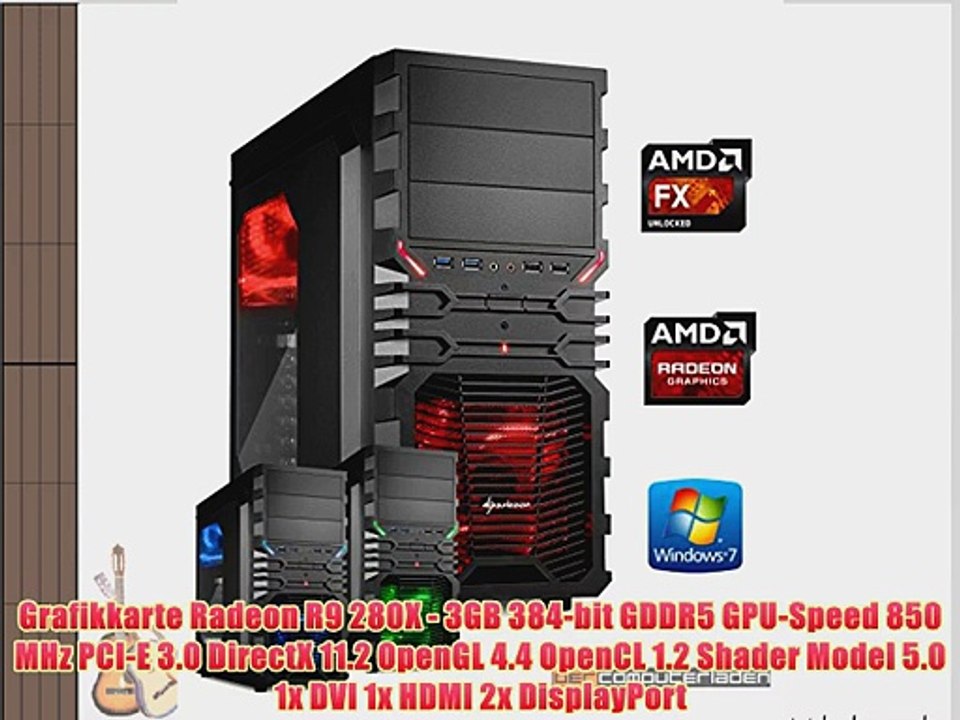 dercomputerladen Gamer PC System AMD FX-6350 6x39 GHz 16GB RAM 500GB HDD Radeon R9 280X -3GB