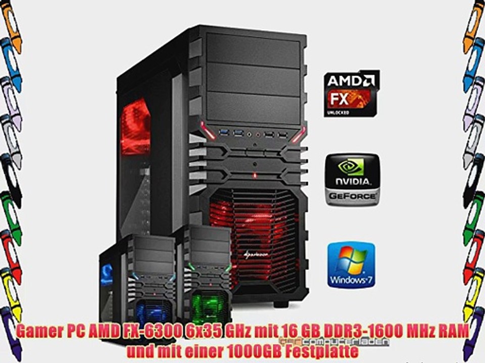 dercomputerladen Gamer PC System AMD FX-6300 6x35 GHz 16GB RAM 1000GB HDD nVidia GTX960 -2GB