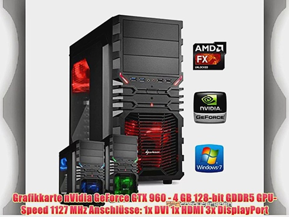 dercomputerladen Gamer PC System AMD FX-6300 6x35 GHz 16GB RAM 1000GB HDD nVidia GTX960 -4GB
