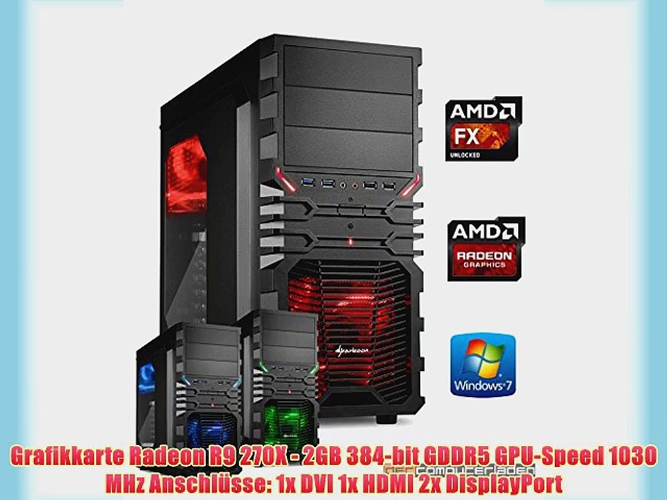 dercomputerladen Gamer PC System AMD FX-6300 6x35 GHz 16GB RAM 1000GB HDD Radeon R9 270X -2GB