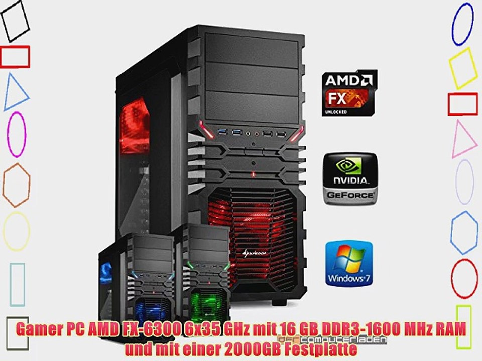 dercomputerladen Gamer PC System AMD FX-6300 6x35 GHz 16GB RAM 2000GB HDD nVidia GTX960 -2GB