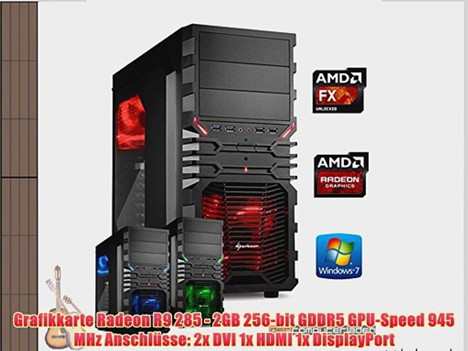dercomputerladen Gamer PC System AMD FX-6300 6x35 GHz 16GB RAM 2000GB HDD Radeon R9 285 -2GB