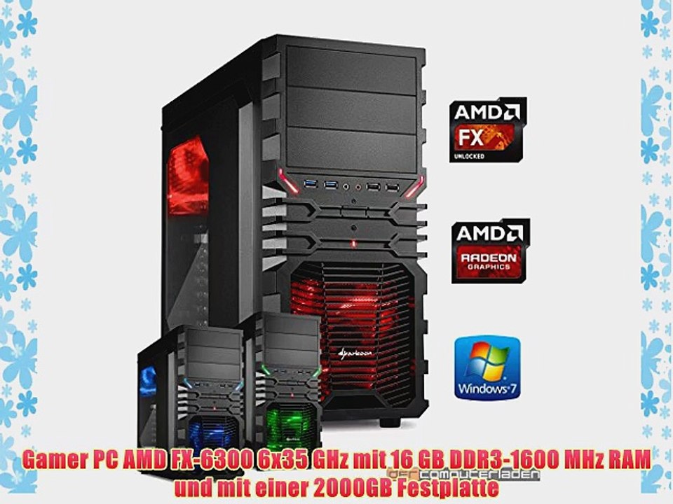dercomputerladen Gamer PC System AMD FX-6300 6x35 GHz 16GB RAM 2000GB HDD Radeon R9 290 -4GB