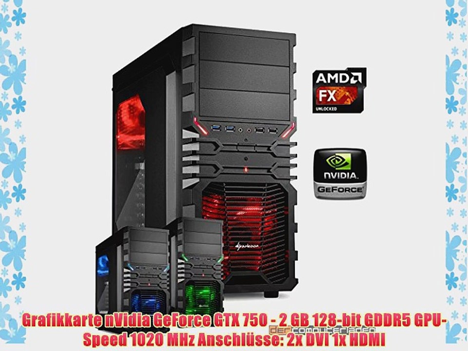 dercomputerladen Gamer PC System AMD FX-6300 6x35 GHz 16GB RAM 500GB HDD nVidia GTX750 -2GB