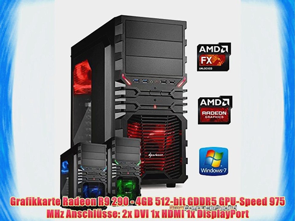 dercomputerladen Gamer PC System AMD FX-6300 6x35 GHz 8GB RAM 1000GB HDD Radeon R9 290 -4GB
