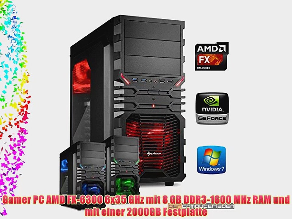 dercomputerladen Gamer PC System AMD FX-6300 6x35 GHz 8GB RAM 2000GB HDD nVidia GTX750 -2GB