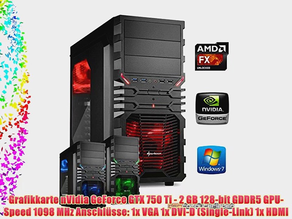 dercomputerladen Gamer PC System AMD FX-6300 6x35 GHz 8GB RAM 500GB HDD nVidia GTX750 Ti -2GB
