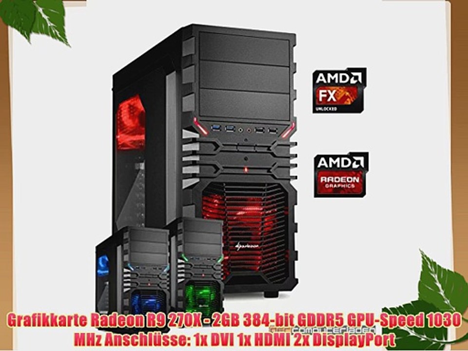 dercomputerladen Gamer PC System AMD FX-6300 6x35 GHz 8GB RAM 500GB HDD Radeon R9 270X -2GB