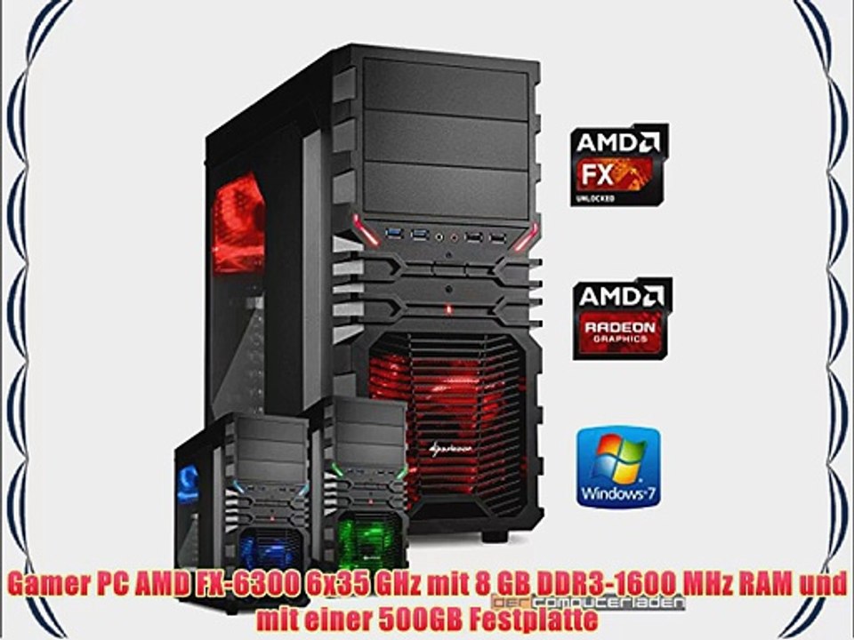 dercomputerladen Gamer PC System AMD FX-6300 6x35 GHz 8GB RAM 500GB HDD Radeon R9 280X -3GB