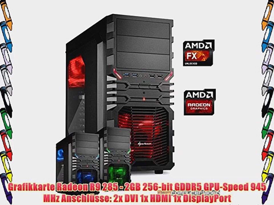 dercomputerladen Gamer PC System AMD FX-6300 6x35 GHz 8GB RAM 500GB HDD Radeon R9 285 -2GB