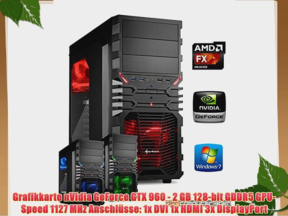 dercomputerladen Gamer PC System AMD FX-6350 6x39 GHz 16GB RAM 2000GB HDD nVidia GTX960 -2GB
