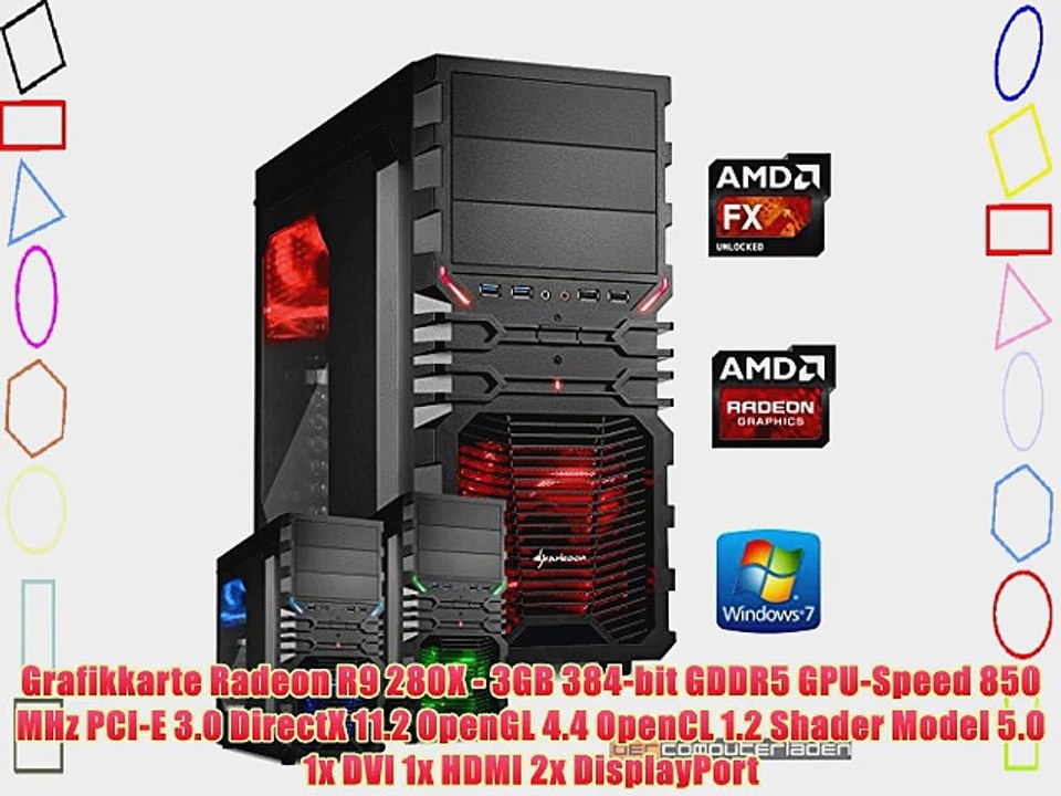 dercomputerladen Gamer PC System AMD FX-6350 6x39 GHz 16GB RAM 2000GB HDD Radeon R9 280X -3GB