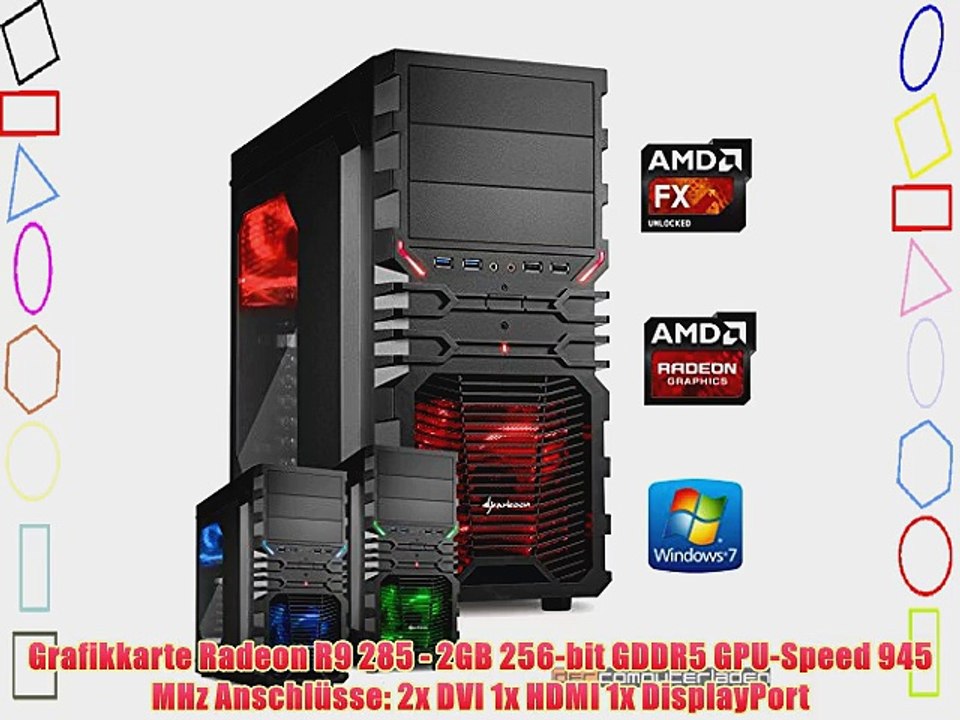 dercomputerladen Gamer PC System AMD FX-6350 6x39 GHz 16GB RAM 2000GB HDD Radeon R9 285 -2GB