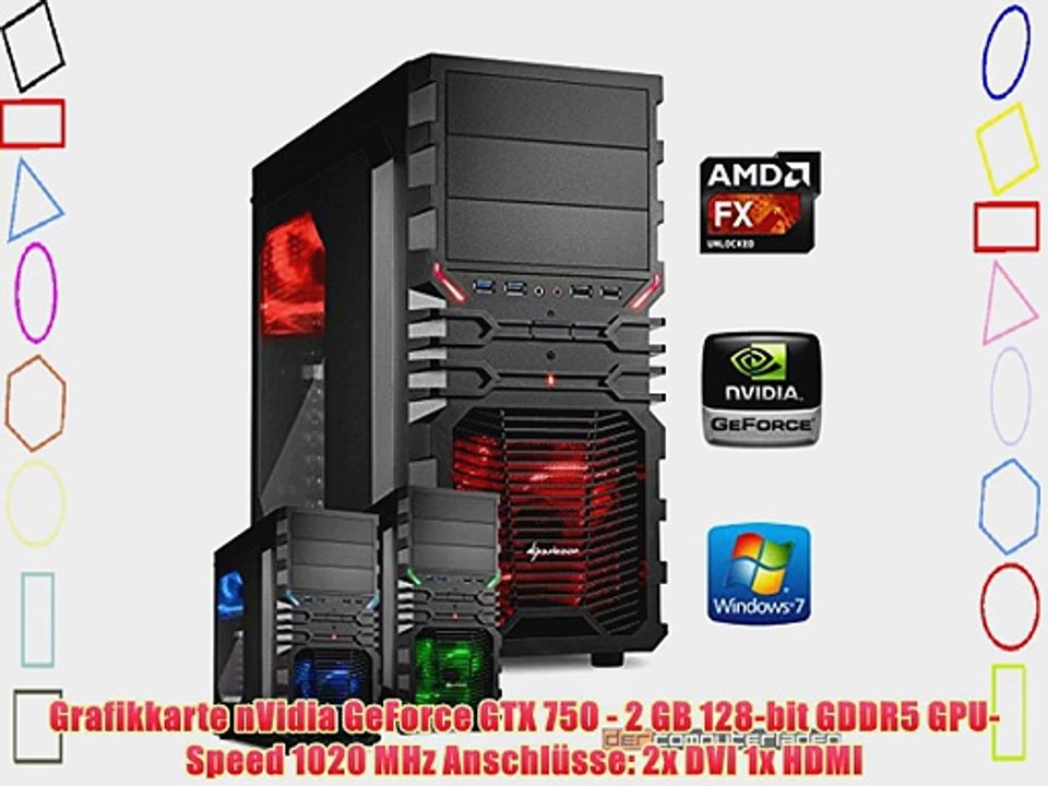 dercomputerladen Gamer PC System AMD FX-6350 6x39 GHz 16GB RAM 500GB HDD nVidia GTX750 -2GB
