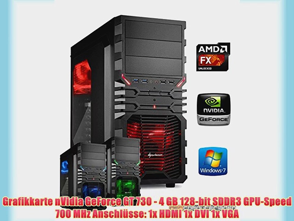 dercomputerladen Gamer PC System AMD FX-6300 6x35 GHz 16GB RAM 500GB HDD nVidia GT730 -4GB