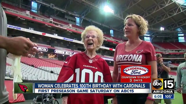 Woman celebrates 100th birthday with Arizona Cardinals
