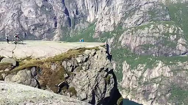 Crazy Norwegian falls off huge cliff