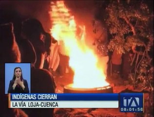 Indígenas bloquearon la vía Loja-Cuenca