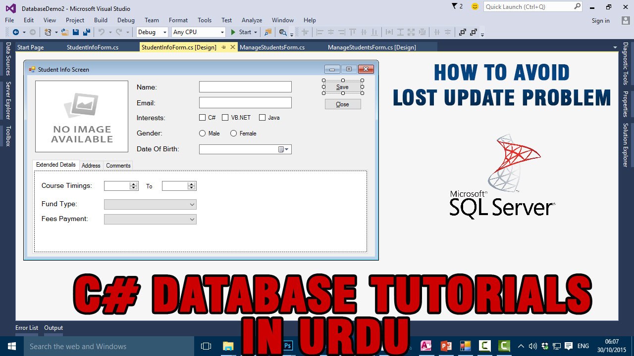 P(16) C# Database Tutorials In Urdu - How to avoid Lost Update problem