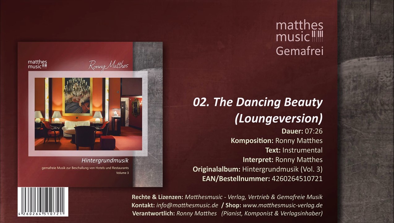 The Dancing Beauty Loungeversion - Gemafreie Chillout Musik (02/12) - CD: Hintergrundmusik (Vol. 3)