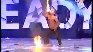 A man playing with fire