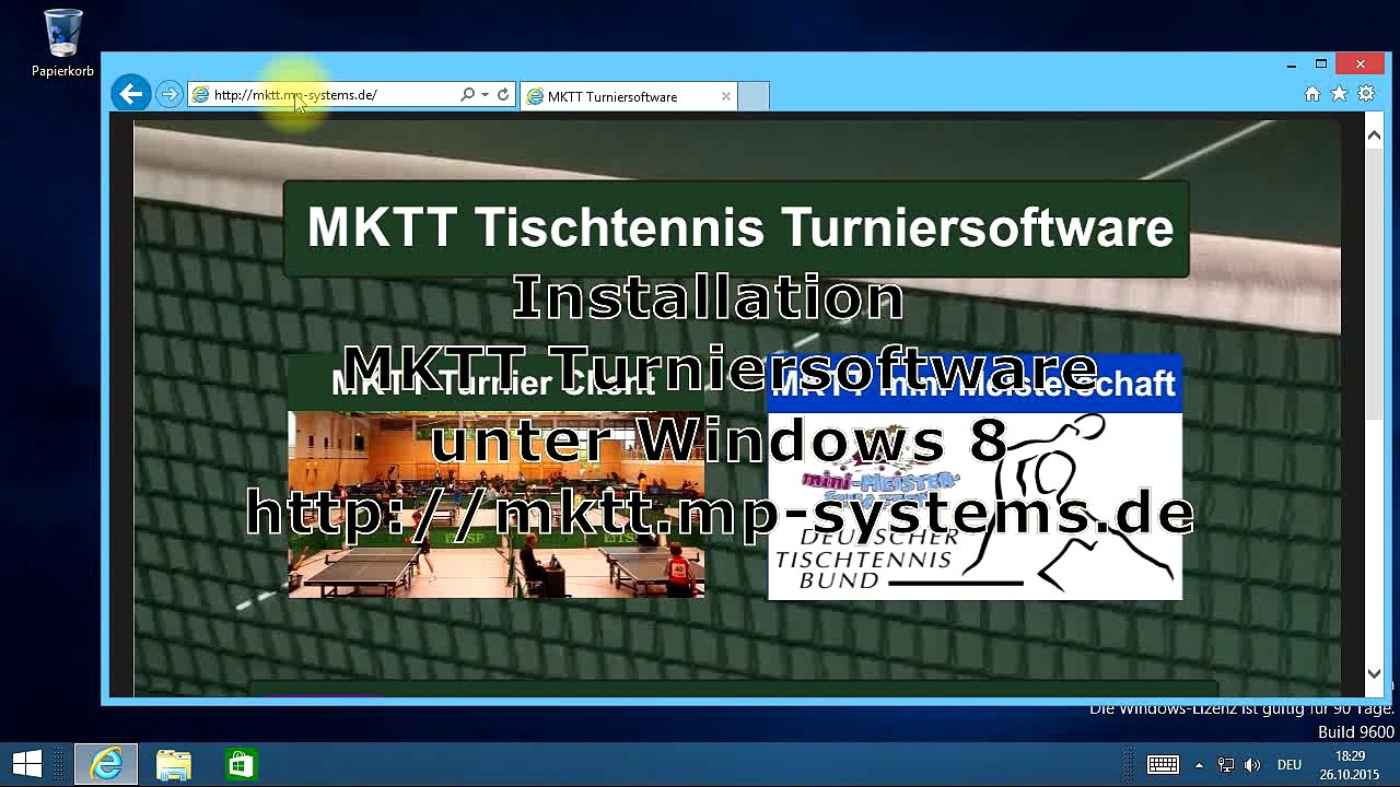 MKTT Turniersoftware installieren unter Windows 8