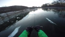Une glissade en luge à plus de 80km/h sur un lac gelé qui se termine mal