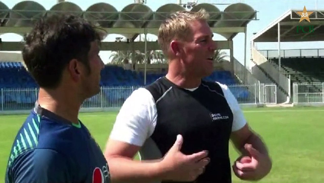 Yasir Shah bowling session with Shane Warne at Sharjah Cricket Association Stadium