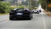 Group of Aventadors Cruising + Roadsters Accelerating