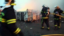 Grande Synthe: feu de benne au camp de migrants.