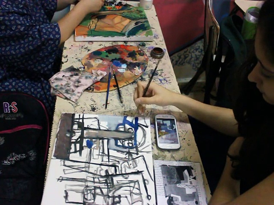 Clase del 29 10 15 al óleo Pintura demo de copia de una pintura Cubista