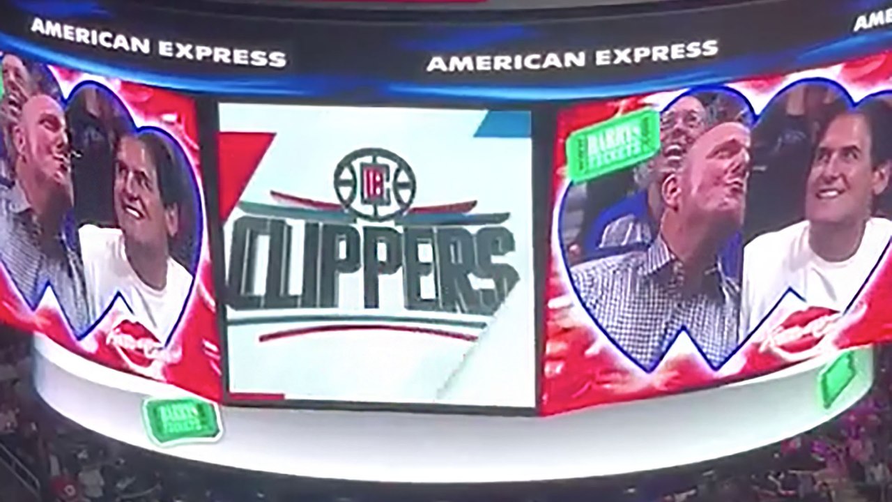 Mark Cuban and Steve Ballmer Awkward Kiss Cam Moment