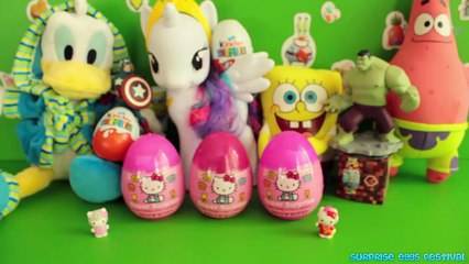 Surprise Eggs Hello Kitty Day with Surprise Toys and Kinder Eggs