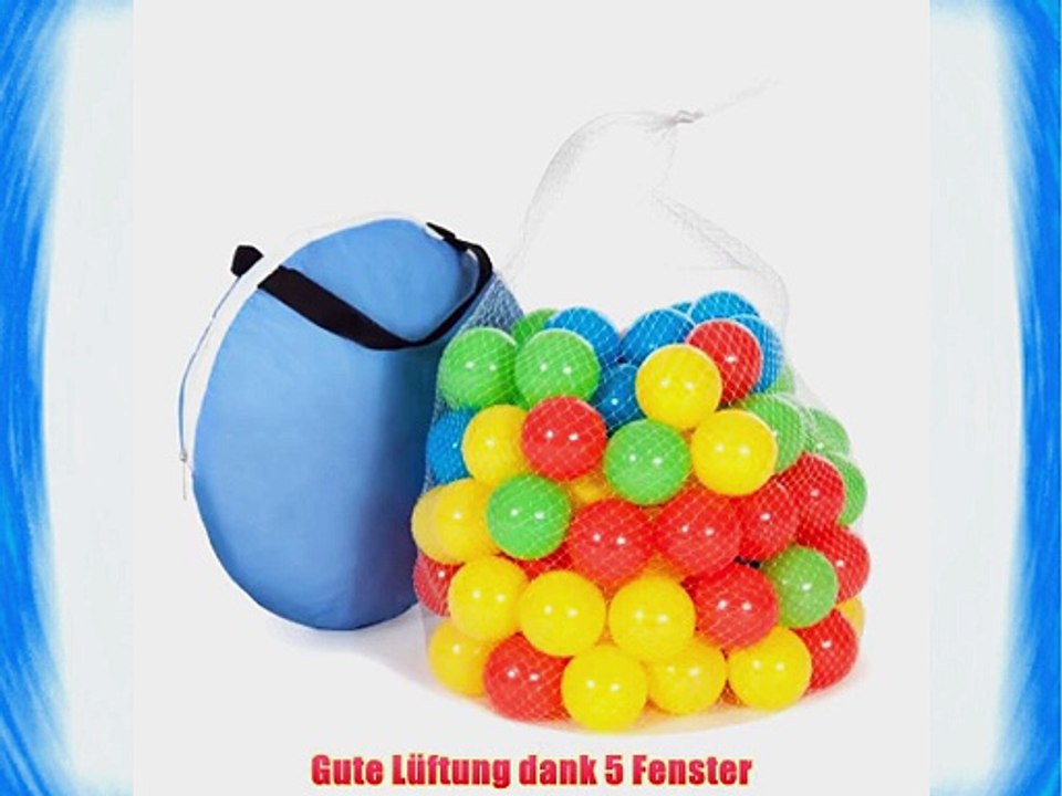 TecTake? Kinderspielzelt Pop Up Spielhaus Kinderzelt mit B?llebad 100 B?lle   Tasche blau
