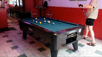 Playing some pool with my custom-made telescopic cue