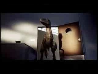 jurassic park raptors in kitchen scene