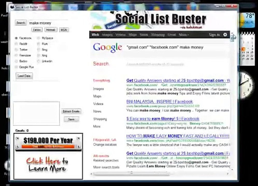 Email extractor for Facebook,Twitter,Myspace,LinkedIn,Google Plus,myspace,xing,ning,plurk