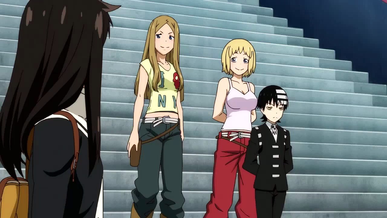 Soul Eater Not! - Death The Kid, Liz, and Patty (funny scene) (English Dub)