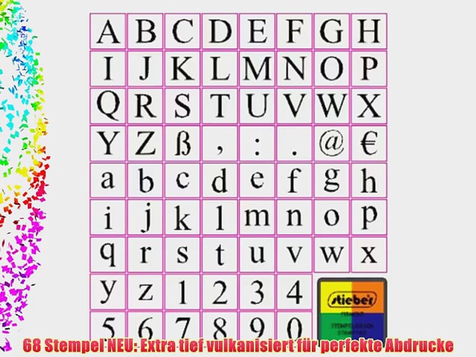 Alphabet-Stempelset 68 Stempel   1 Kissen (4 farbig)