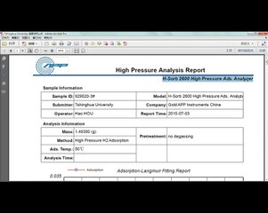 hydrogen adsorption report under high pressure and temperature